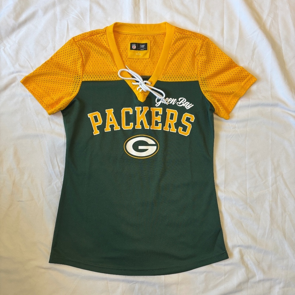 Green Bay Packers Women’s Lace‑Up Mesh‎ Jersey | Size Small | NFL - Picture 2 of 6